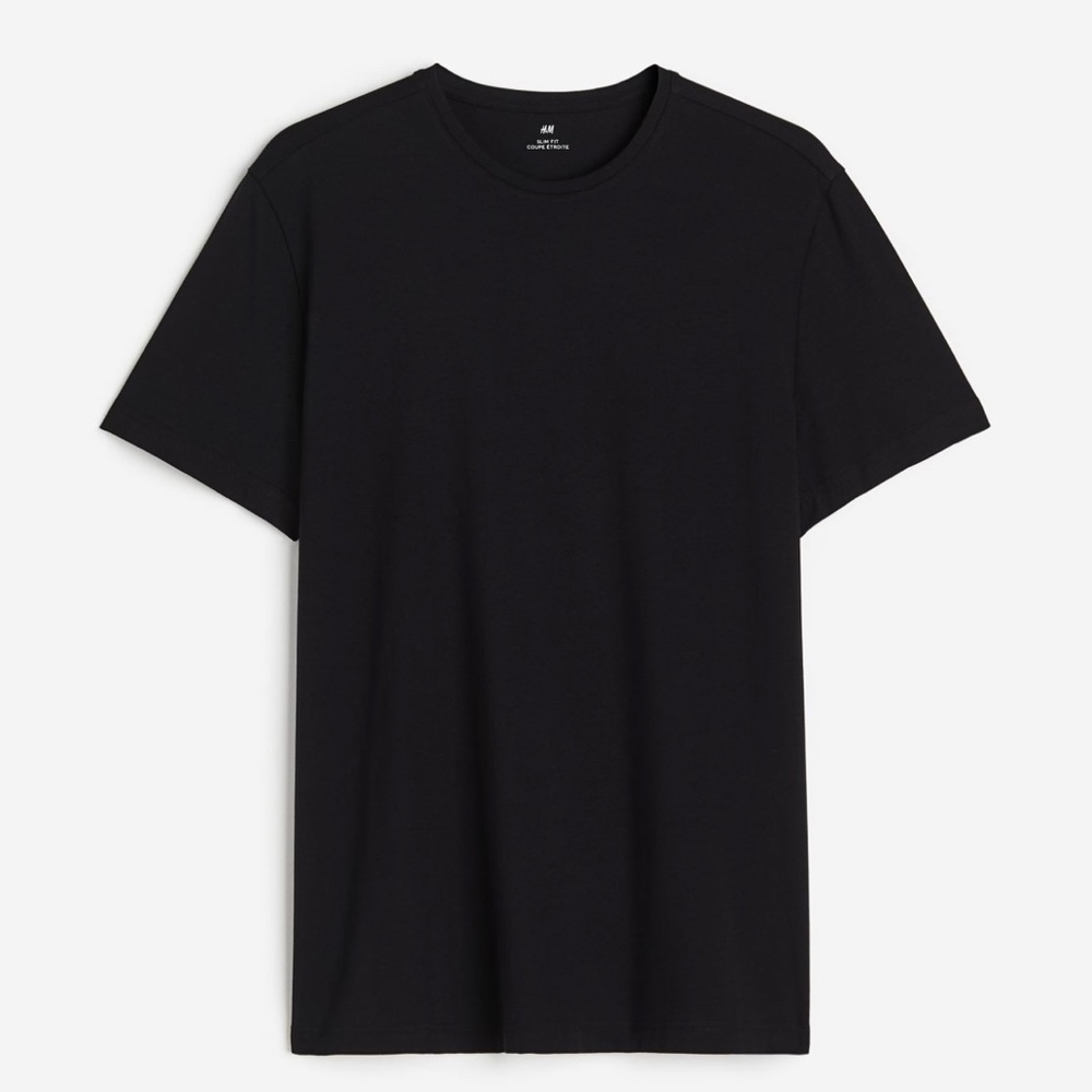 NWT H&M Black Slim Fit Round-necked T-Shirt (S)